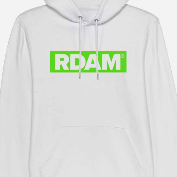 RDAM® | Outline Flock Neon Groen op Wit | Hoodie