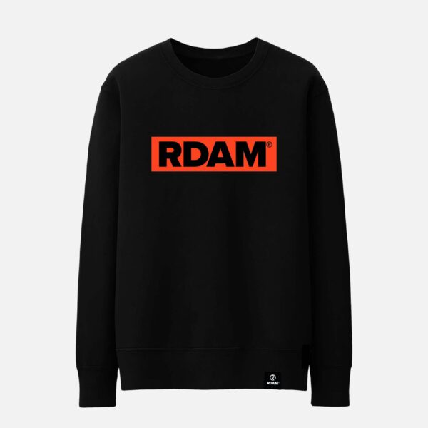 RDAM® | Outline Flock Neon Oranje op Zwart | Sweater